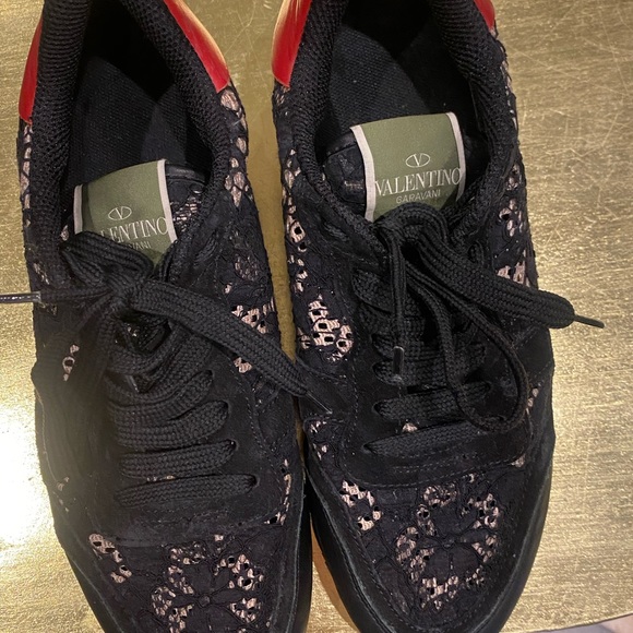 VALENTINO Multicolor Suede Leather & Macramé Lace Rockrunner Sneakers Size 37.5 - Picture 11 of 14